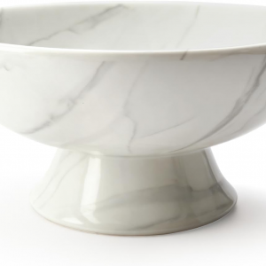 White Marble Texture Pedestal Fruit Bowl