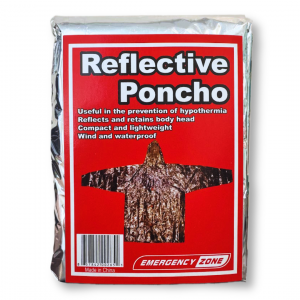 Reflective Poncho for emergency warmth and weather protection
