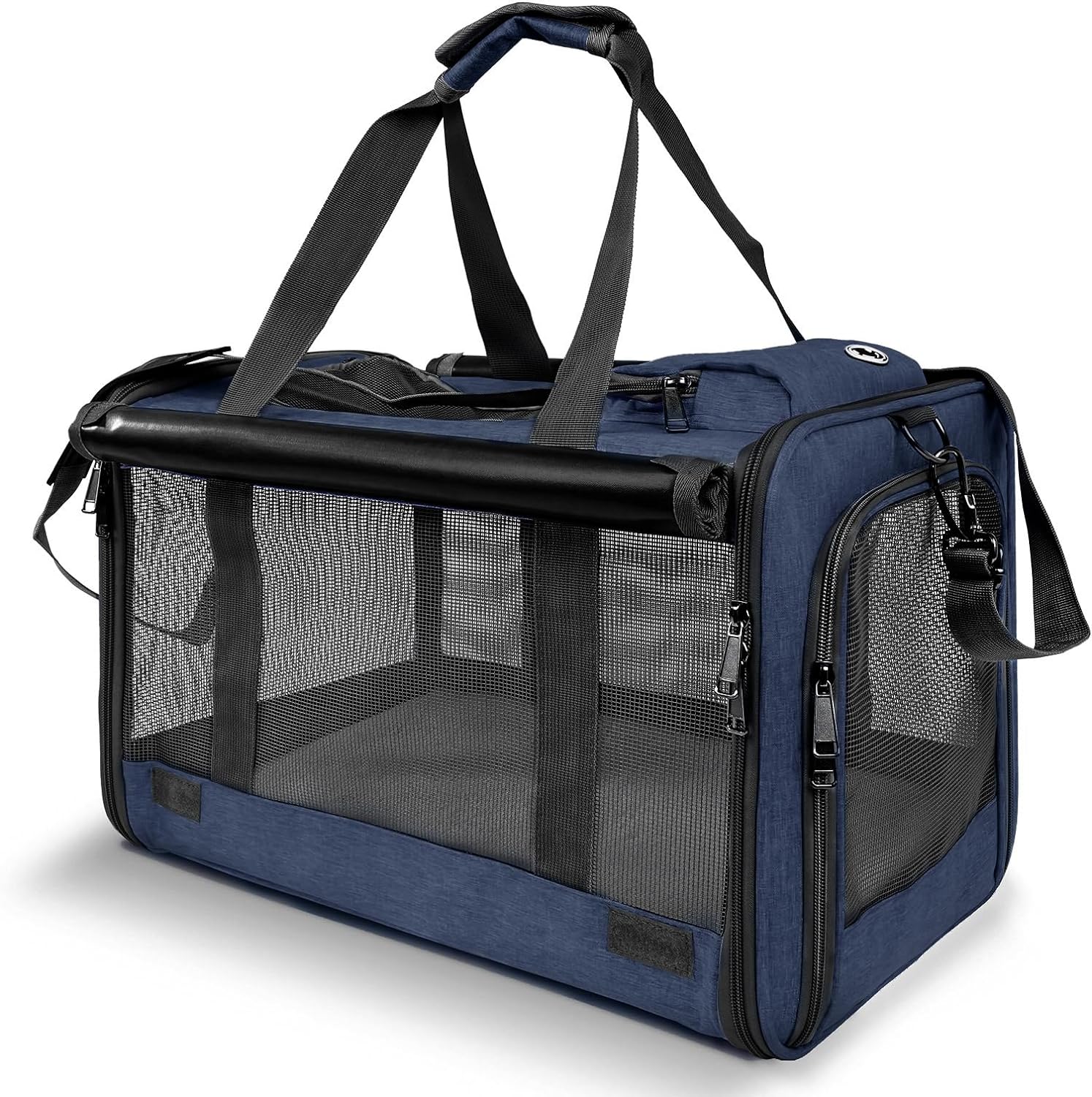 81avfNmOqEL._AC_SL1500_ Large soft-sided pet carrier with mesh ventilation and privacy covers