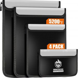 Andyer fireproof document bag 4-pack in four sizes with reflective strips
