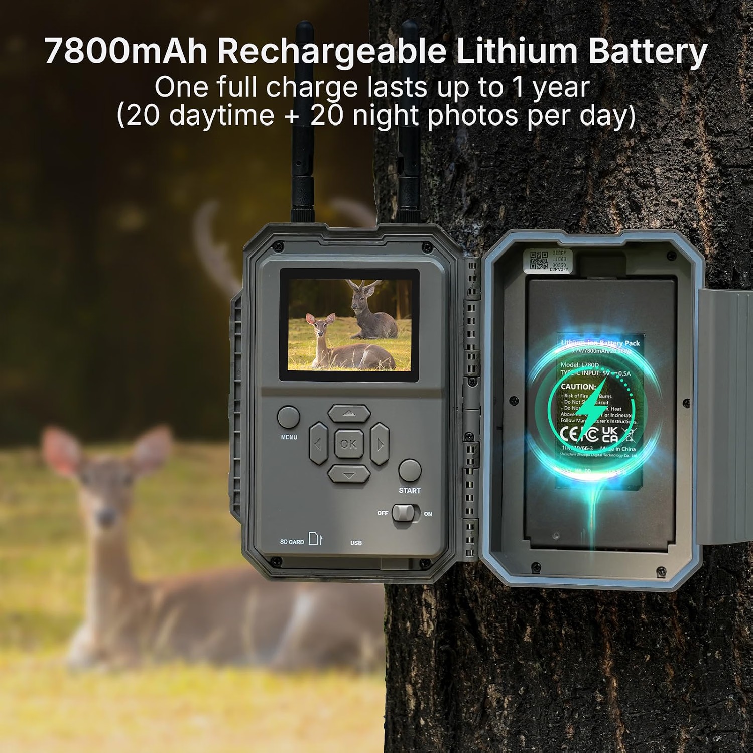 gardepro-e6-2-pro-rechargeable-battery GardePro WiFi Trail Camera with 7800mAh rechargeable lithium battery