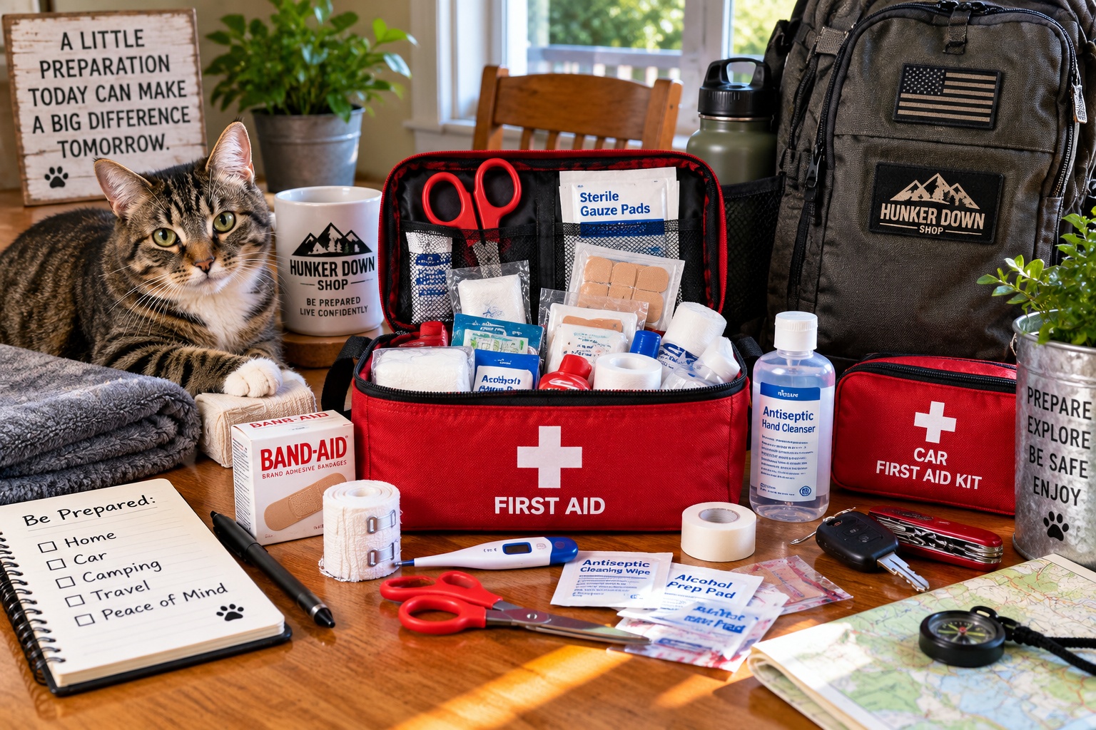 First aid kit supplies for home, car, camping and travel