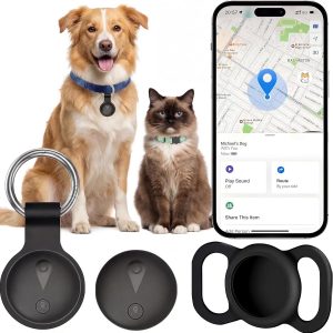 GPS tracker for dogs and cats with collar holder and Apple Find My app