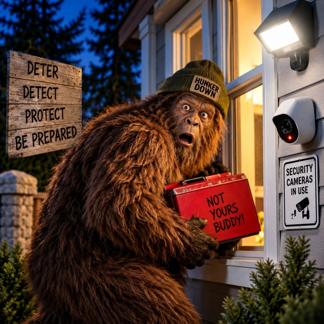 Home security camera and motion lighting for property protection