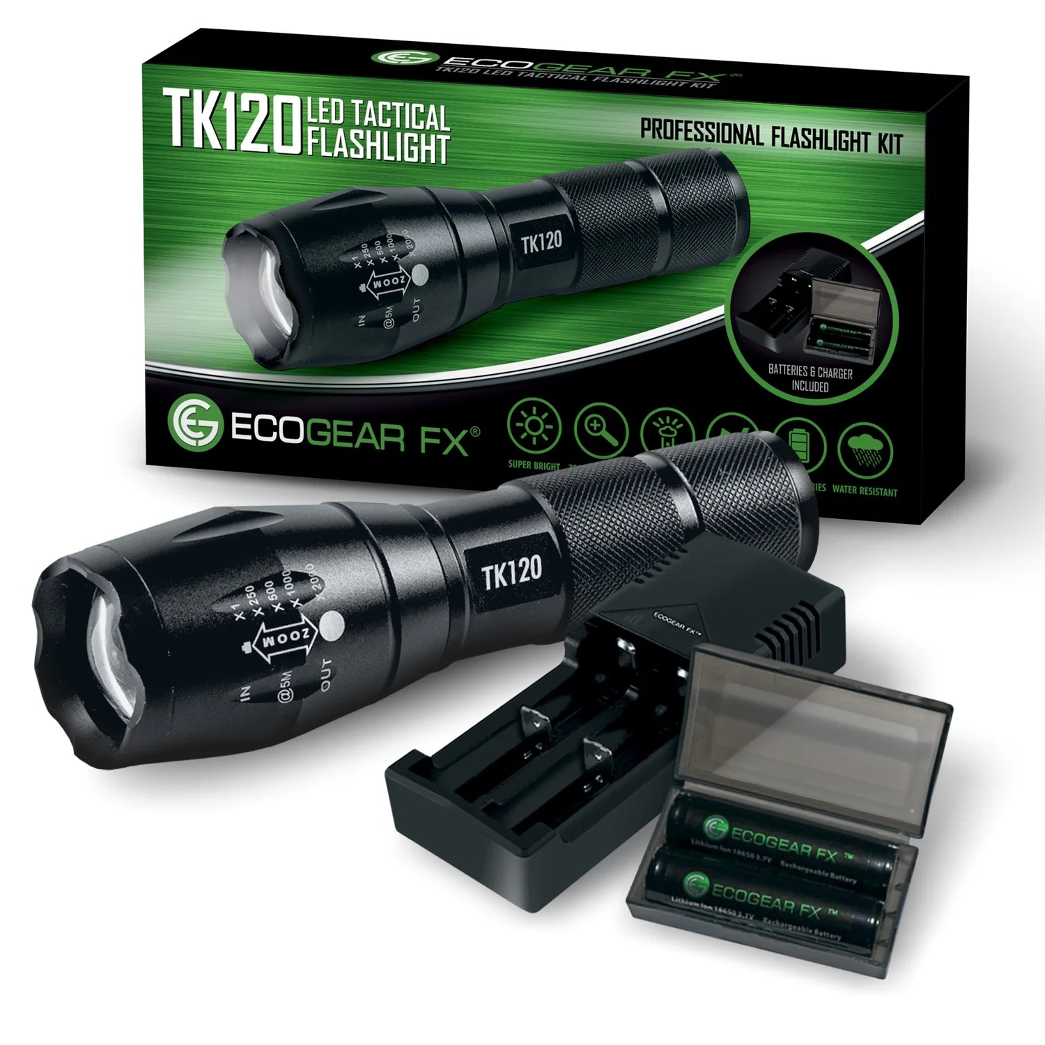 download (14) TK120 rechargeable tactical flashlight kit with batteries and charger