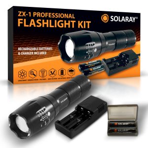 ZX-1 LED flashlight kit with rechargeable batteries and charger